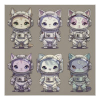 9 Chibi Astronautes Chatons Équipage Spatial