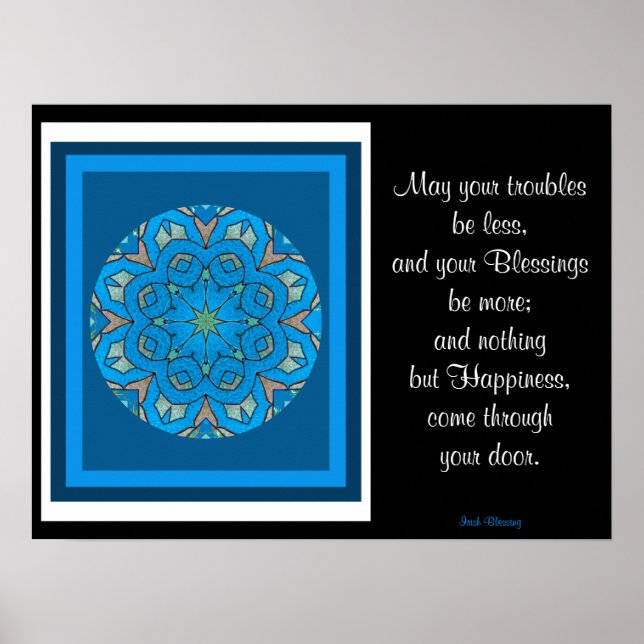 Poster A05 Celtic Kaleidoscopic Mandala - Irish Blessing9 (Devant)