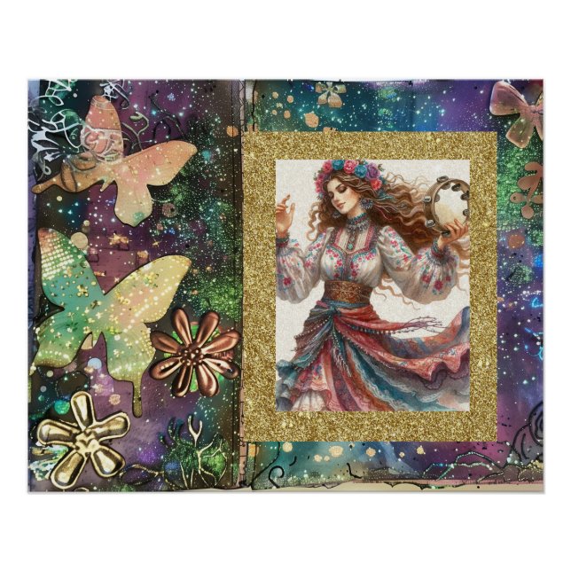 Poster *~* A100 Boho Gypsy Danseuse Tambourine (Devant)