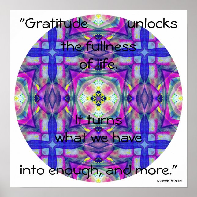 Poster A27 Aquarelle Kaleidoscopic Mandala.5 avec devis (Devant)