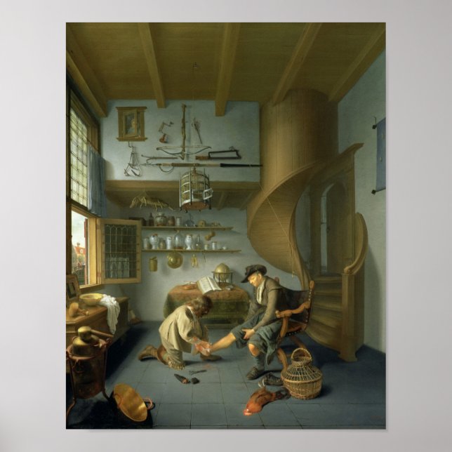 Poster A Barber surgeon tending a peasant's foot (Devant)