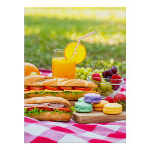 Poster a fabulous french picnic colorful in green parc fr