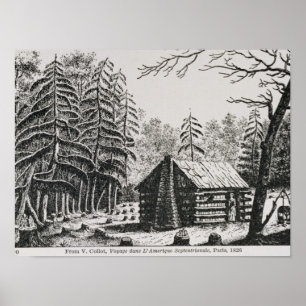 Poster A frontier cabin, from 'The Pageant of America