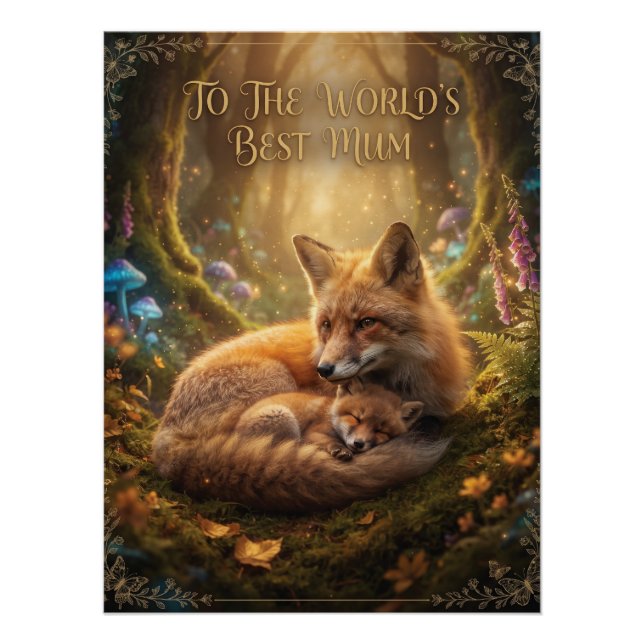 Poster "À la meilleure maman du monde" Renard et petit fa (Devant)