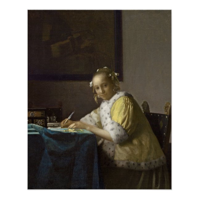 Poster A Lady Writing, c. 1665 (huile sur toile) (Devant)