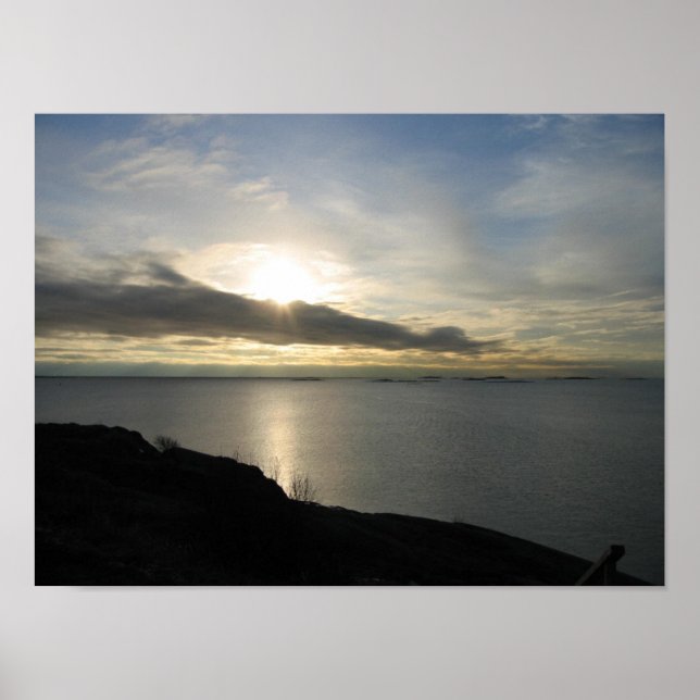 Poster A peut coucher du soleil à Helsinki Finlande (Devant)