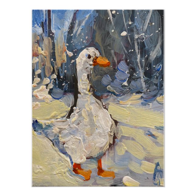 Poster a picturesque goose in winter (Devant)