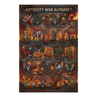 Poster A-Z Antiquité Guerre Alphabet