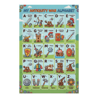 Poster A-Z Antiquity War Alphabet