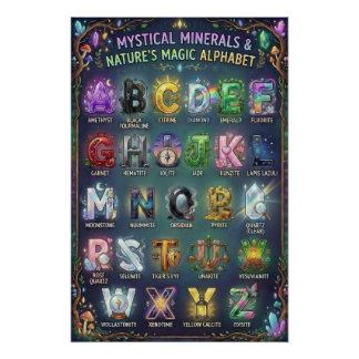Poster A-Z Cristaux Mystiques Alphabet