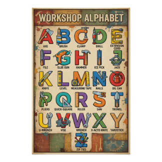 Poster A - Z Outils à main Alphabet