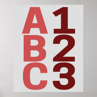 Poster ABC 123 Numéros alphabétiques de l'affiche