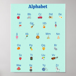 Poster ABC Alphabet pour enfants mignons   Art mur