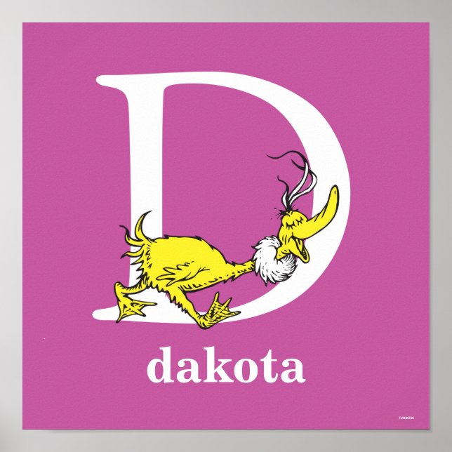 Poster ABC du Dr Seuss : Lettre D - Blanc | Ajouter Votre (Devant)