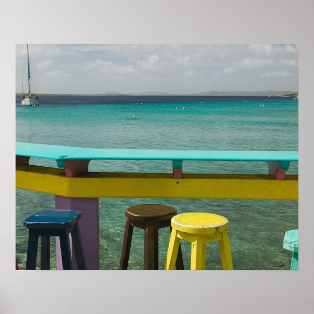 Poster ABC Islands, BONAIRE, Kralendijk : Vue océan (Devant)
