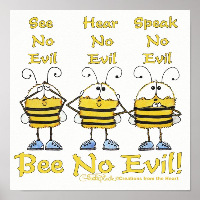 Poster Abeilles "Bee No Evil" (Devant)
