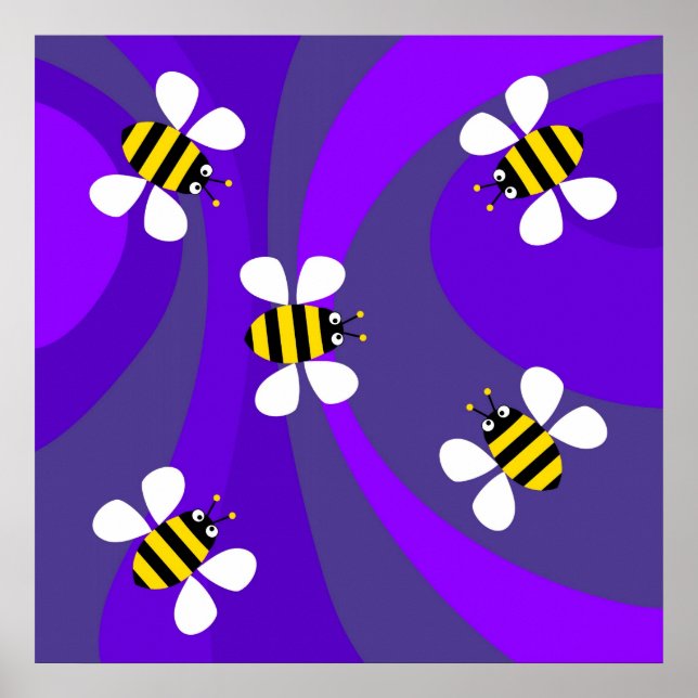 Poster Abeilles funky (Devant)