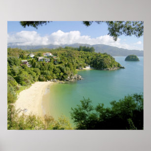 Poster Able Tasman NP, Nelson, Nouvelle-Zélande. Les nomb