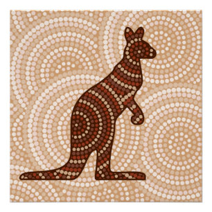Poster Aboriginal kangaroo dot painting