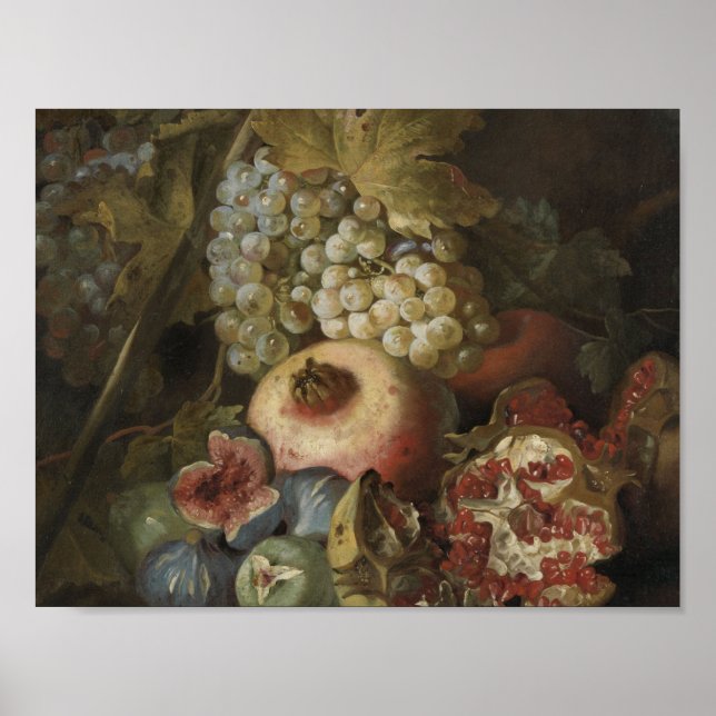 Poster Abraham Brueghel - La vie morte avec des fruits (Devant)