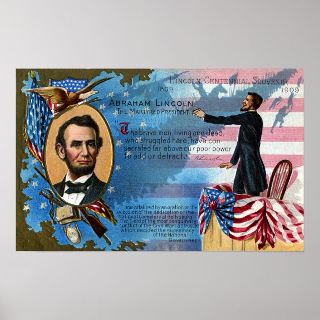Poster Abraham Lincoln Donner Gettysburg Adresse (Devant)