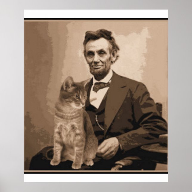 Poster Abraham Lincoln et son chat "Dixie" (Devant)
