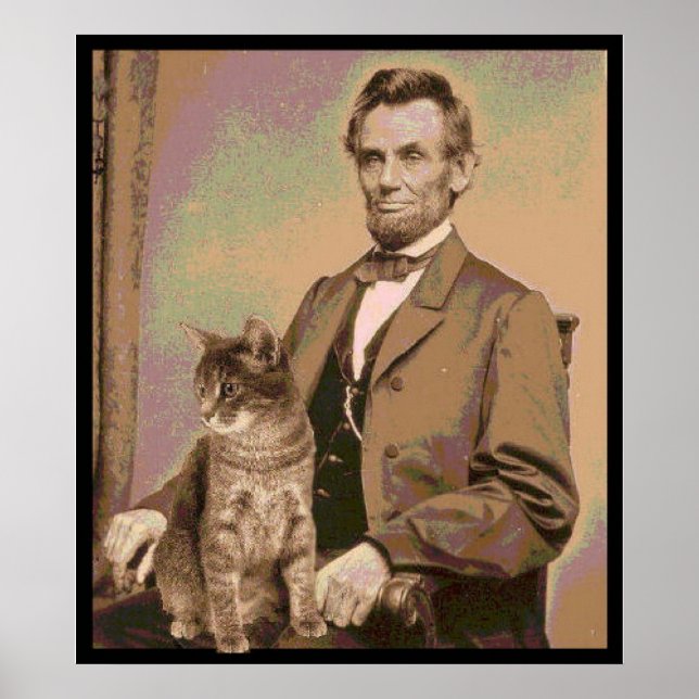 Poster Abraham Lincoln et son chat "Dixie" (Devant)