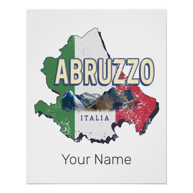 Poster Abruzzes Italie Région Rétro Carte Souvenir Vintag (Devant)