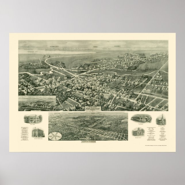 Poster Absecon, NJ Carte panoramique - 1924 (Devant)