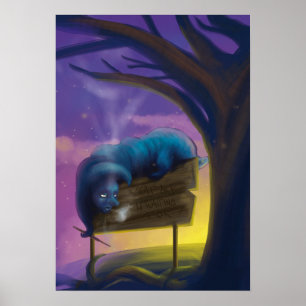 Poster Absolem le Catapillar bleu