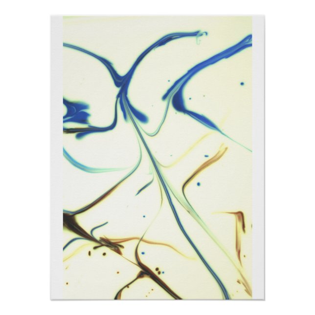 Poster Abstract Blue & Gold Fluid Art – Elegant Modern Ma (Devant)