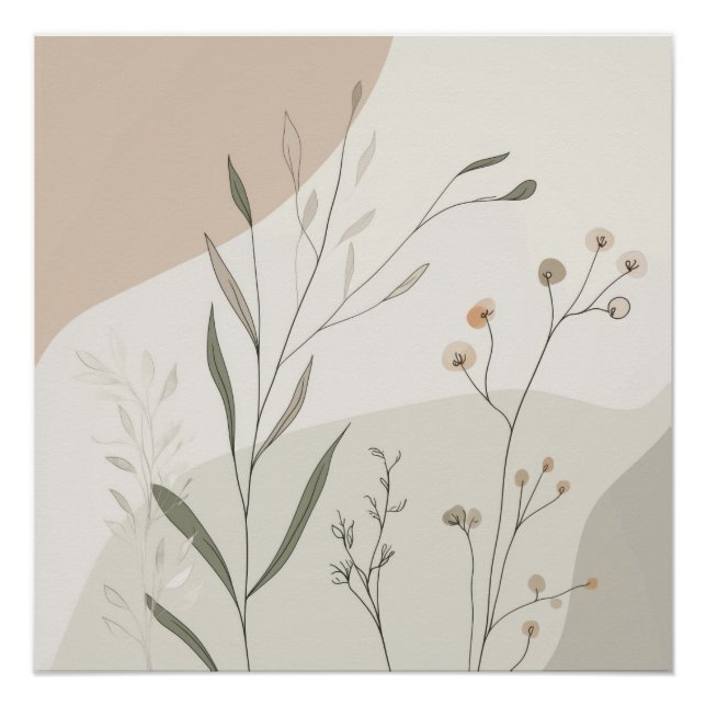 Poster Abstract Botanical Wall Art – Minimal Wildflower N (Devant)
