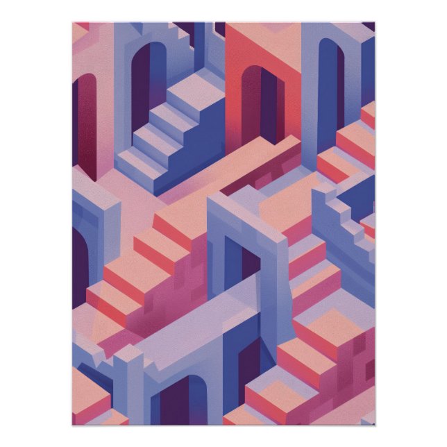 Poster  Abstract Isometric Stairs and Arches (Devant)