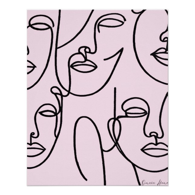 Poster Abstract Line Faces Wall Art (Devant)