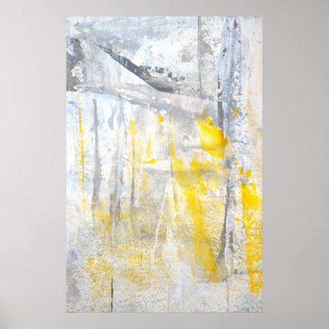 Poster 'Abstraction' Gris et Jaune (Devant)