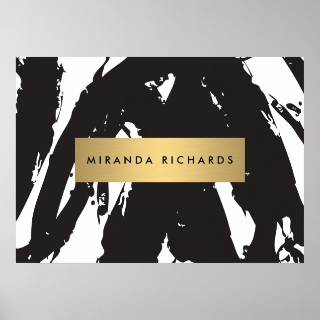 Poster Abstrait Black Brushstrokes (Devant)