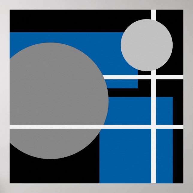 Poster Abstrait bleu gris noir blanc AP0001 (Devant)