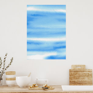 Poster Abstrait Blue Sky Watercolor