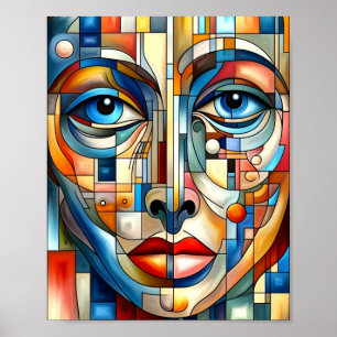 Poster Abstrait Bohème De Dame Moderne Face.