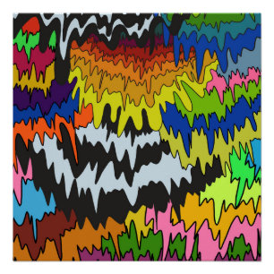 Poster Abstrait Coloré Liquide Goutte Rayure Gras Moderne