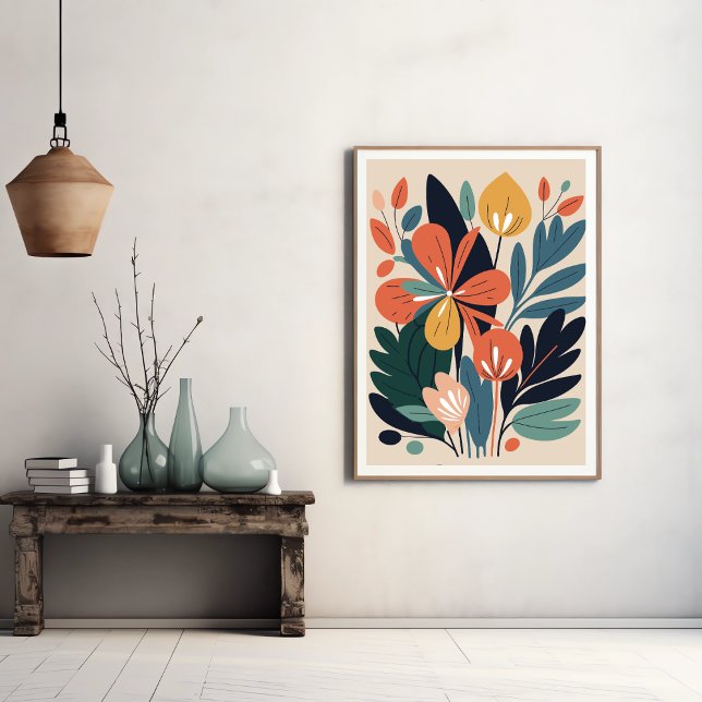 Poster Abstrait de fleurs botaniques modernes (Créateur téléchargé)