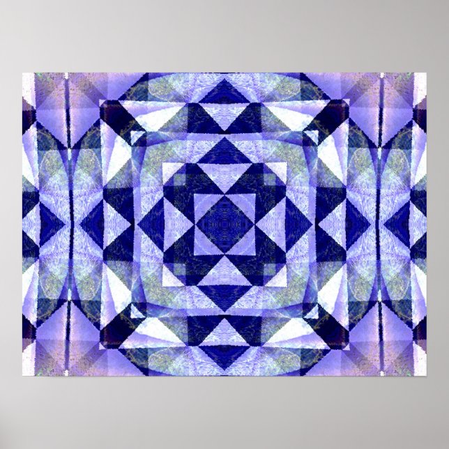 Poster Abstrait de la courtepointe bleue (Devant)