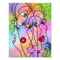 Poster Abstrait de visage Cubisme peinture