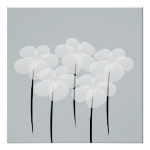 Poster Abstrait des anémones blancs