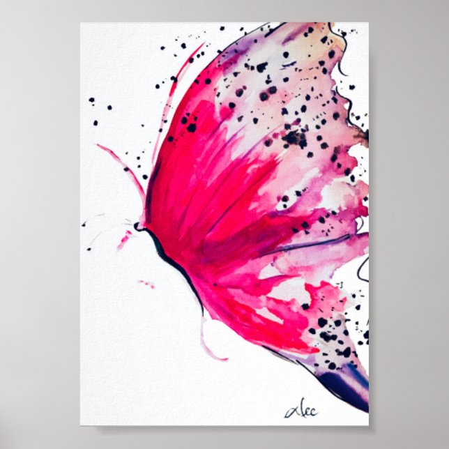 Poster Abstrait en toile Premium Papillon (5x7) (Devant)