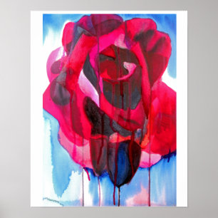 Poster Abstrait fleuri Etoile de Holland Art Rose