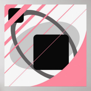 Poster Abstrait gris rose blanc cassé noir AP0002
