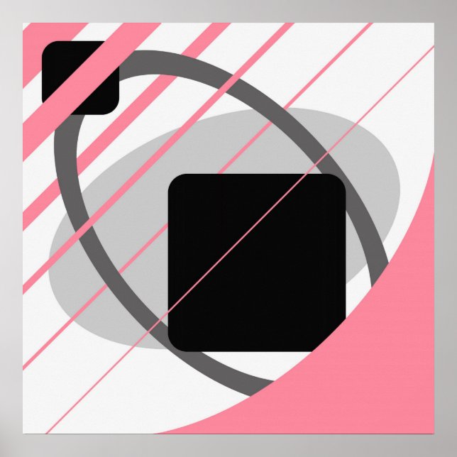 Poster Abstrait gris rose blanc cassé noir AP0002 (Devant)