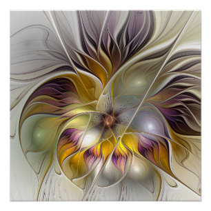 Poster Abstrait Imaginaire coloré Fleur moderne Fractal