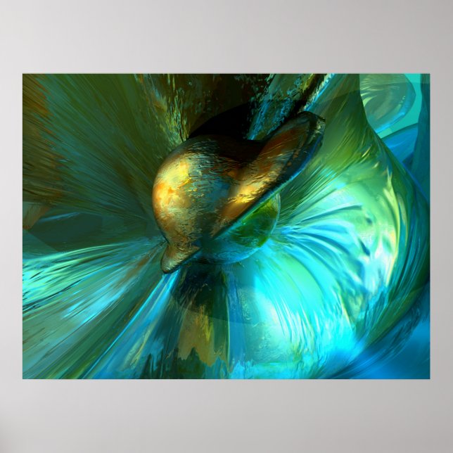 Poster Abstrait Jade Flower (Devant)